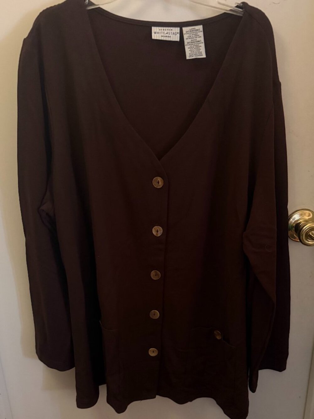 White Stag Chocolate Brown Cardigan W 2X